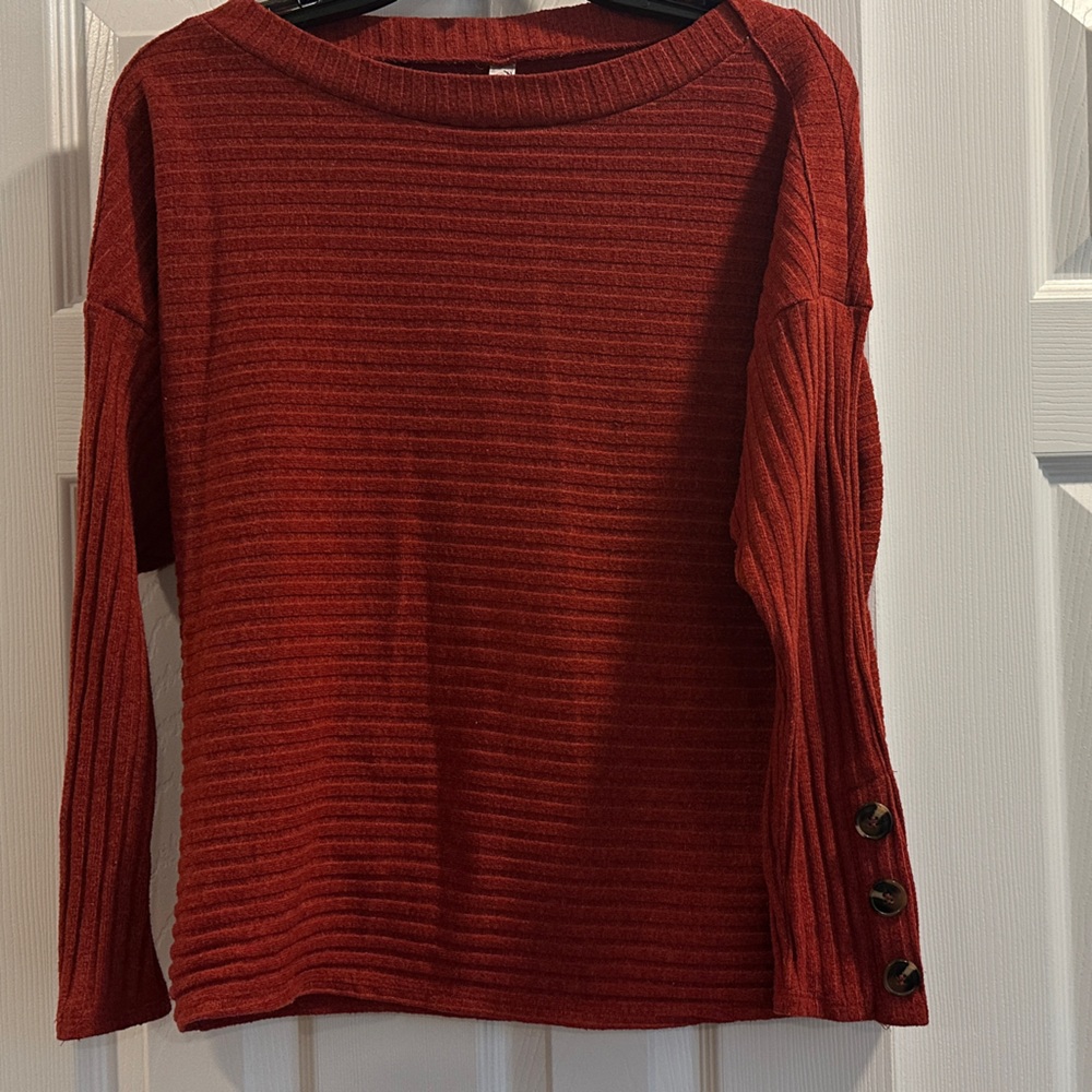 PerSeption Concept Rust Ribbed Top